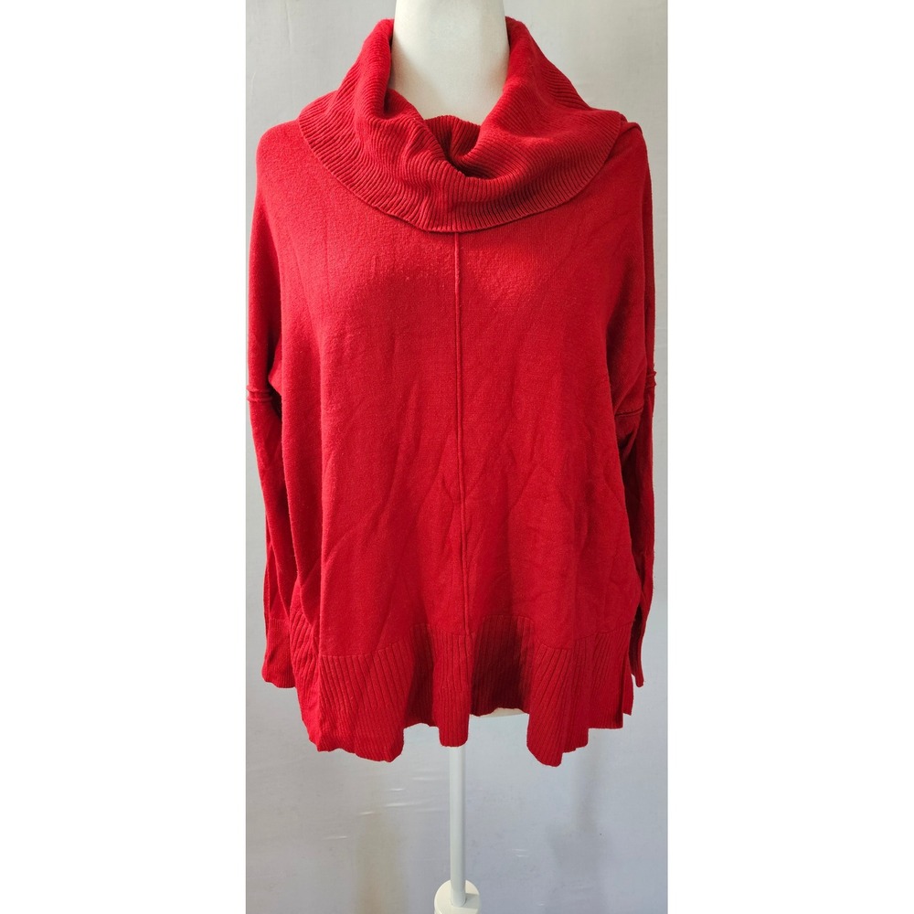Est. 1946 Womens Red Cowl Neck Oversized Sweater Size 18/20W Rayon Blend